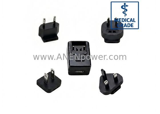 Adaptateur AC/DC médical de 6 W, prise échangeable, IEC60601 2×MOPP, 5V 1,2A / 12V 0,5A Faible fuite fournisseur